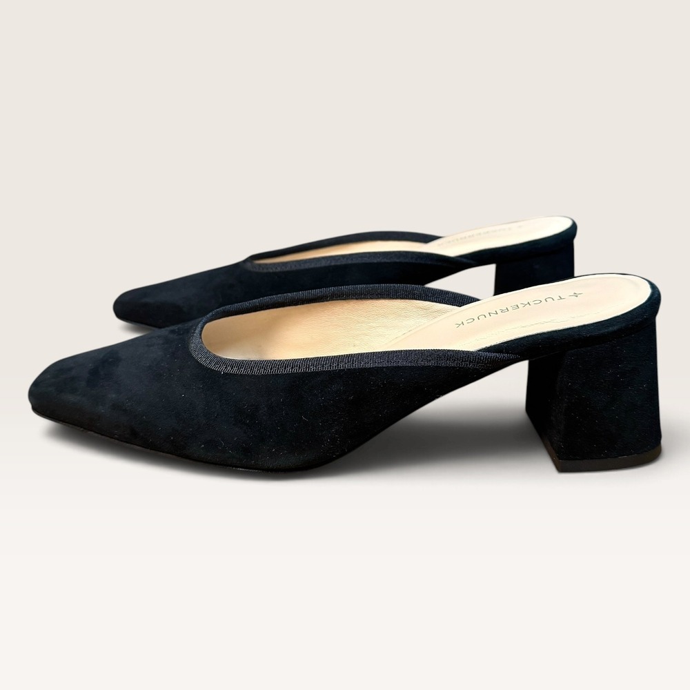 Tuckernuck Black Suede Tilda Mules US 8 FW_129 Minimalist Office Parisian Preppy